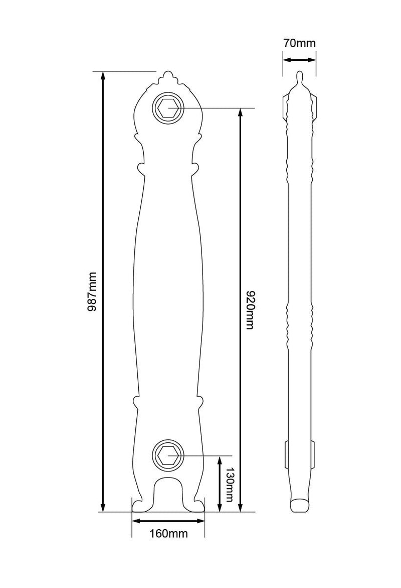Dimensions for 990mm