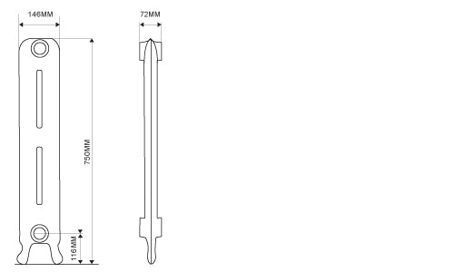 Dimensions for 760mm