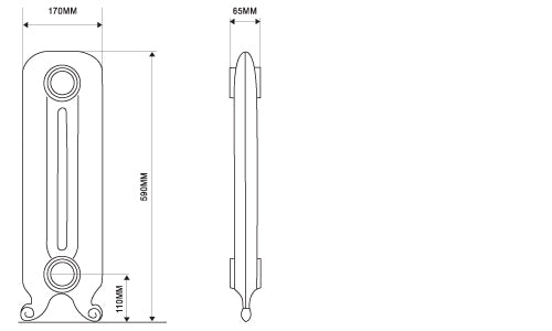 Dimensions for 600mm