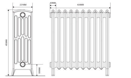 Dimensions for 485mm