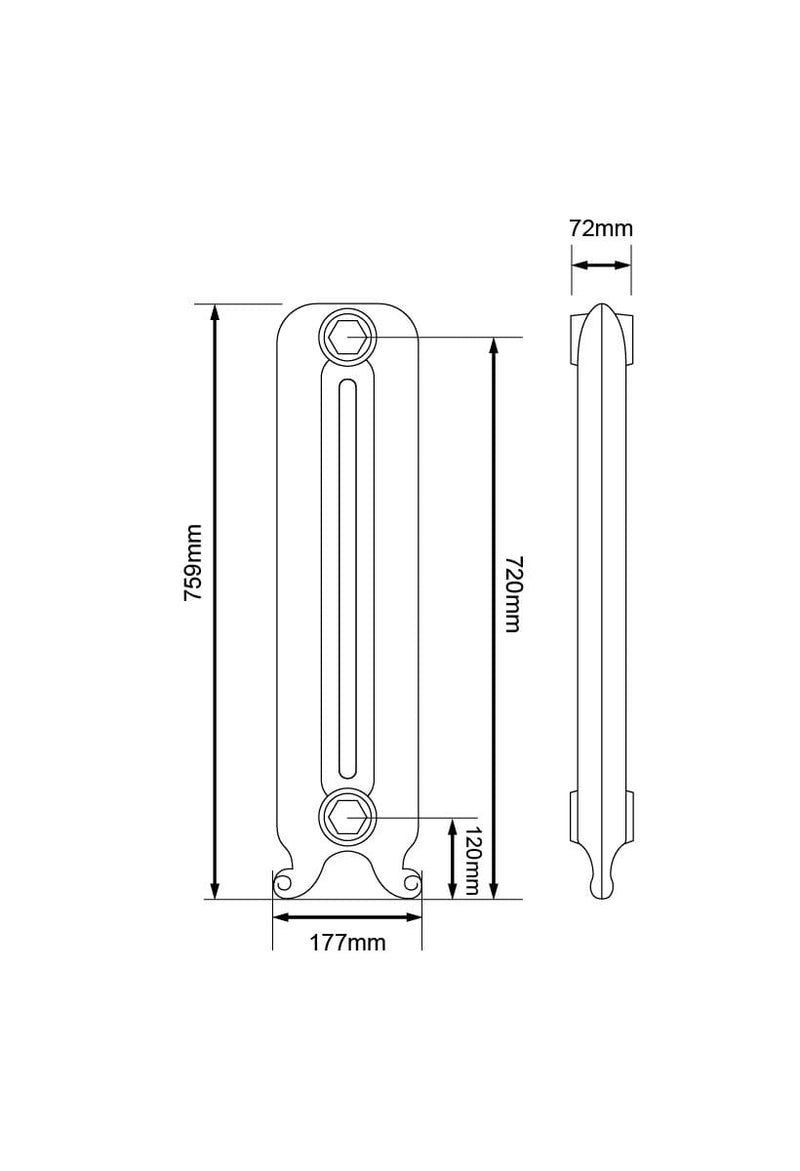 Dimensions for 760mm