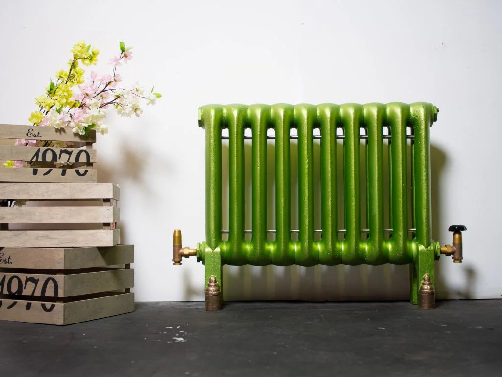 Bright coloured original renovated princess cast iron radiator